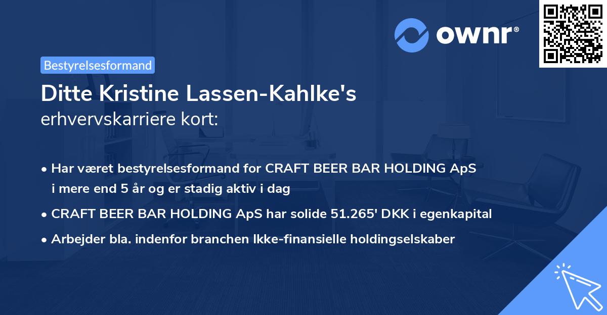 Ditte Kristine Lassen-Kahlke's erhvervskarriere kort