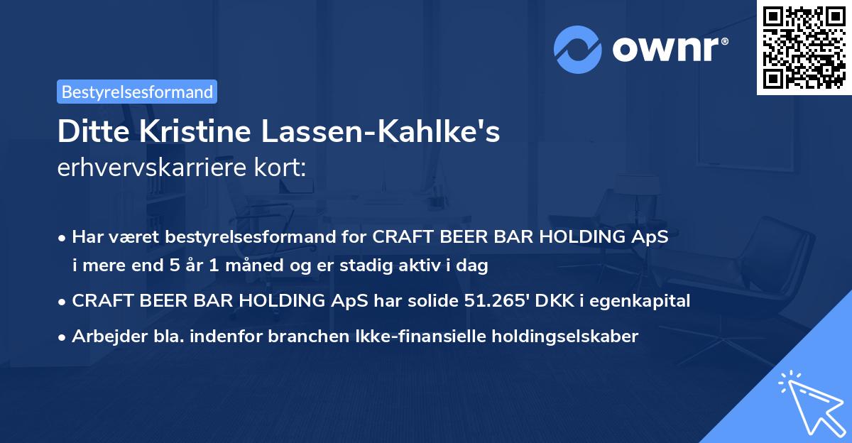 Ditte Kristine Lassen-Kahlke's erhvervskarriere kort