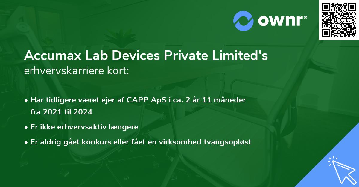 Accumax Lab Devices Private Limited's erhvervskarriere kort