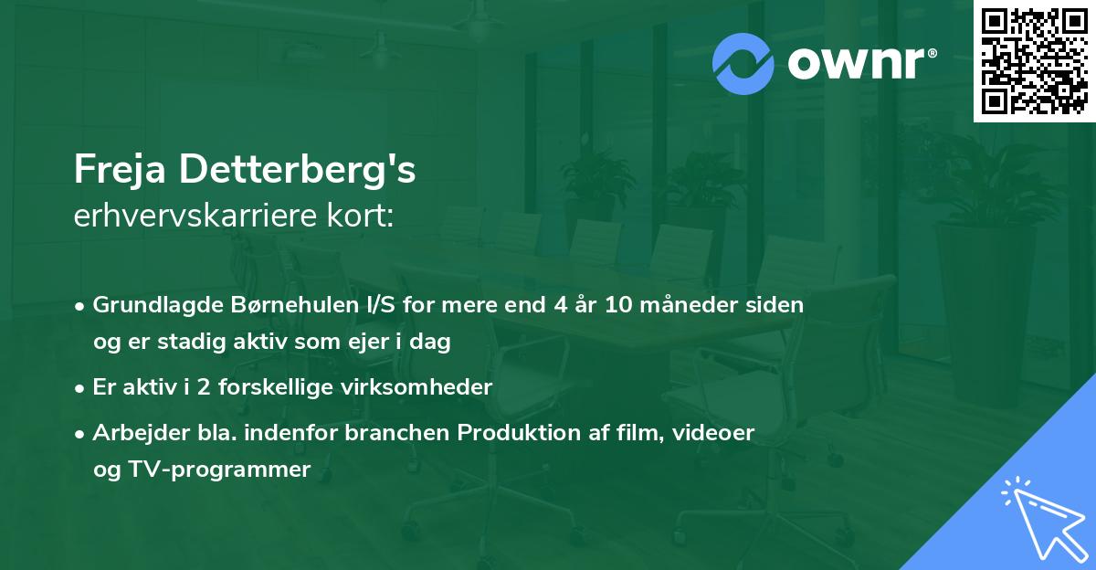 Freja Detterberg's erhvervskarriere kort