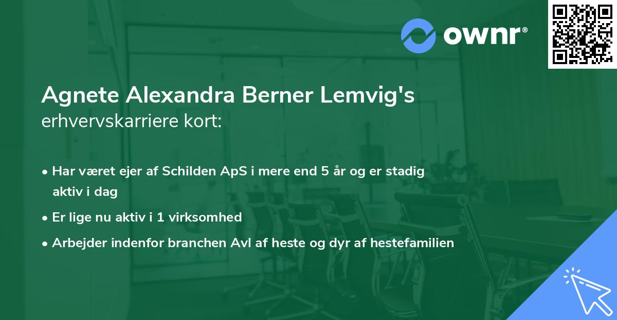 Agnete Alexandra Berner Lemvig's erhvervskarriere kort