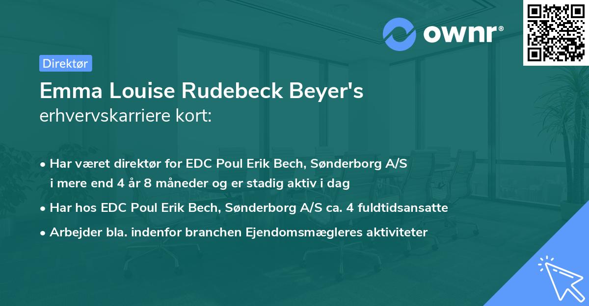 Emma Louise Rudebeck Beyer's erhvervskarriere kort