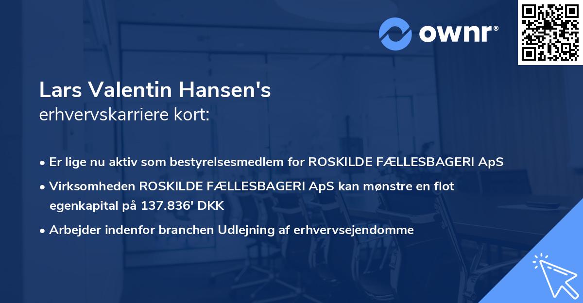 Lars Valentin Hansen's erhvervskarriere kort