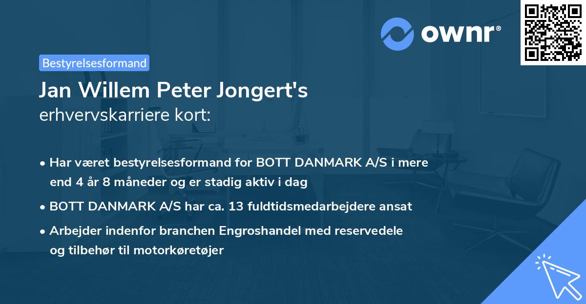 Jan Willem Peter Jongert's erhvervskarriere kort