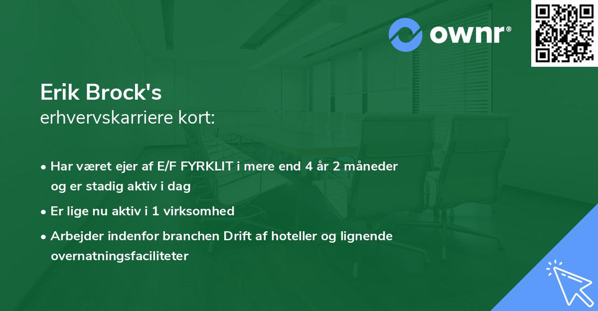 Erik Brock's erhvervskarriere kort