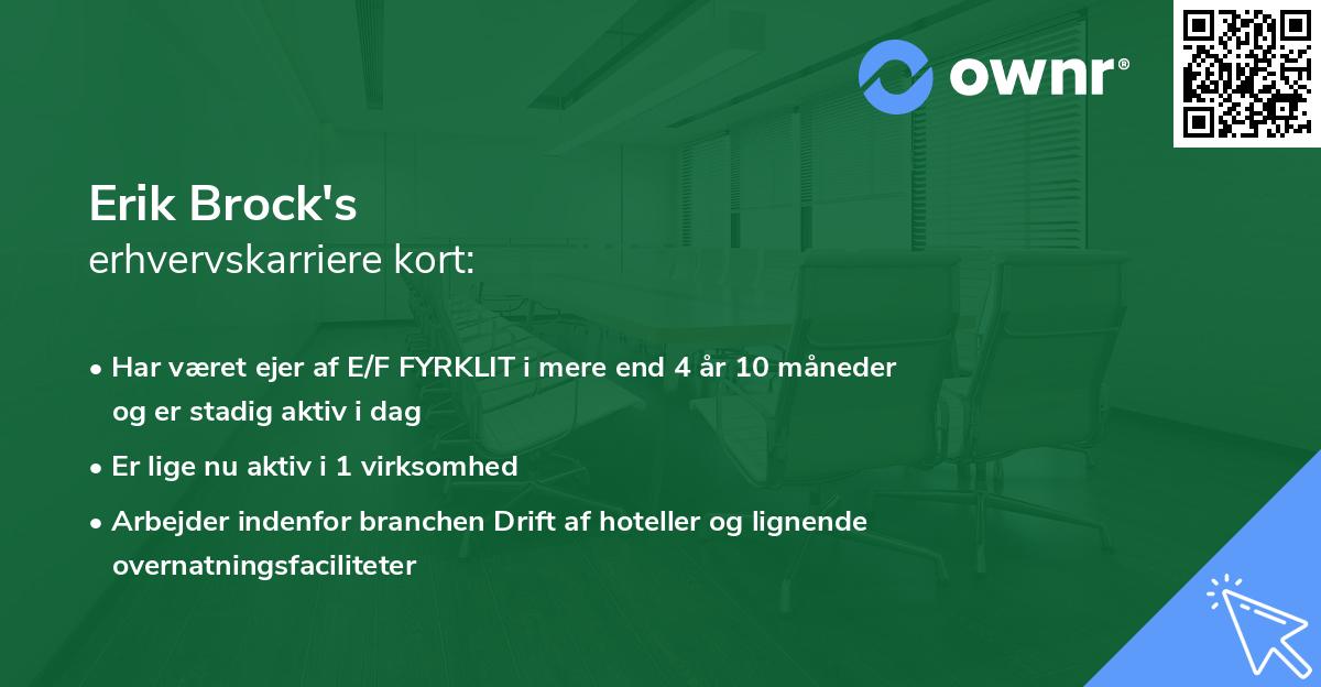 Erik Brock's erhvervskarriere kort