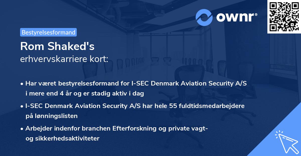 Rom Shaked's erhvervskarriere kort