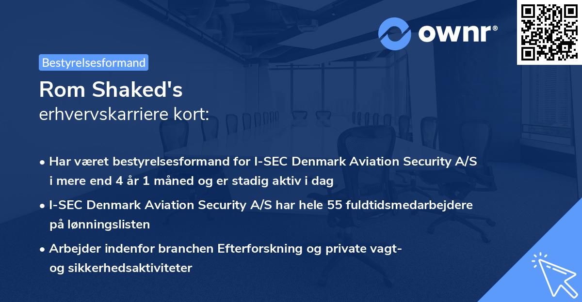 Rom Shaked's erhvervskarriere kort