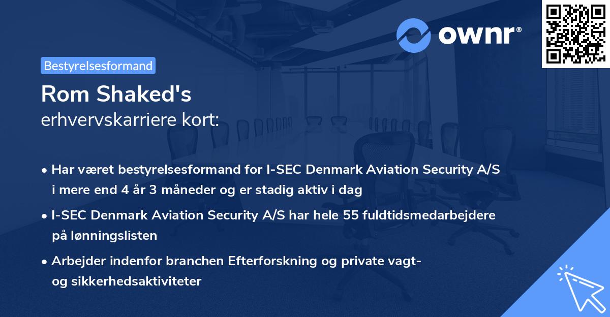 Rom Shaked's erhvervskarriere kort