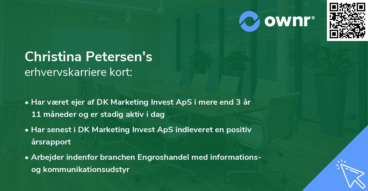 Christina Petersen's erhvervskarriere kort