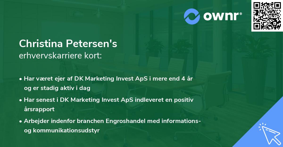 Christina Petersen's erhvervskarriere kort