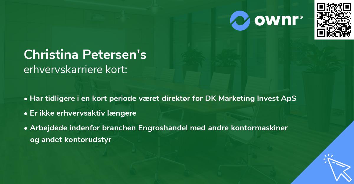 Christina Petersen's erhvervskarriere kort