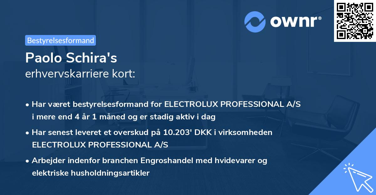 Paolo Schira's erhvervskarriere kort
