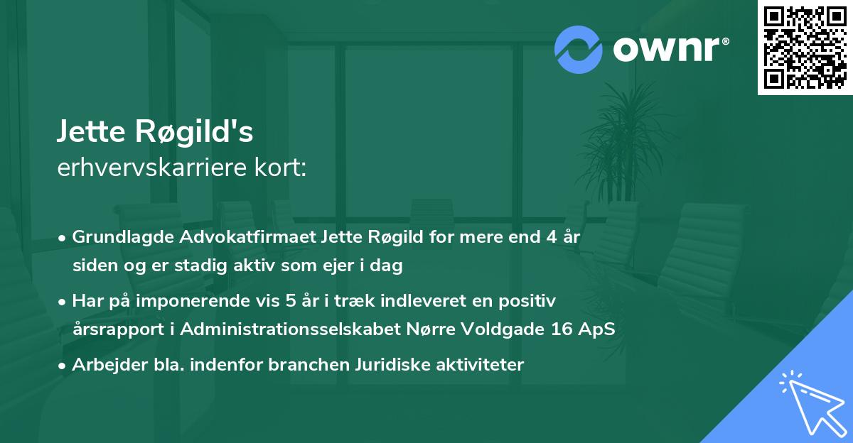 Jette Røgild's erhvervskarriere kort