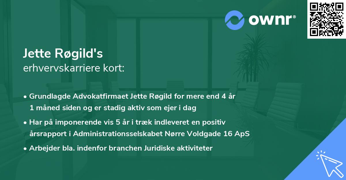 Jette Røgild's erhvervskarriere kort