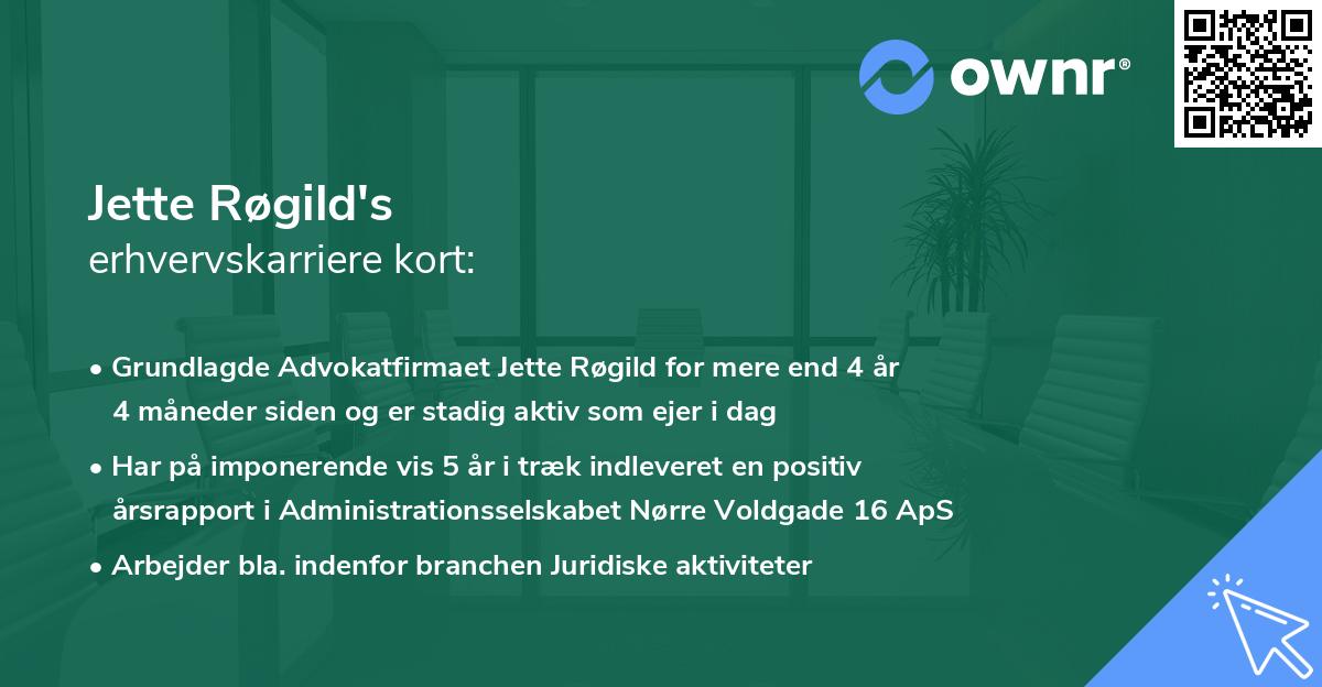 Jette Røgild's erhvervskarriere kort