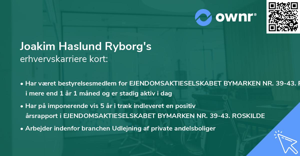 Joakim Haslund Ryborg's erhvervskarriere kort