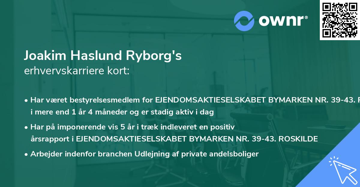 Joakim Haslund Ryborg's erhvervskarriere kort