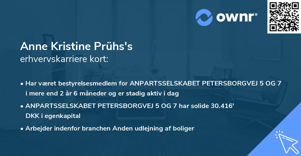 Anne Kristine Prühs's erhvervskarriere kort