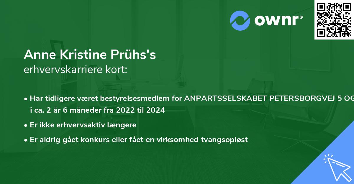 Anne Kristine Prühs's erhvervskarriere kort