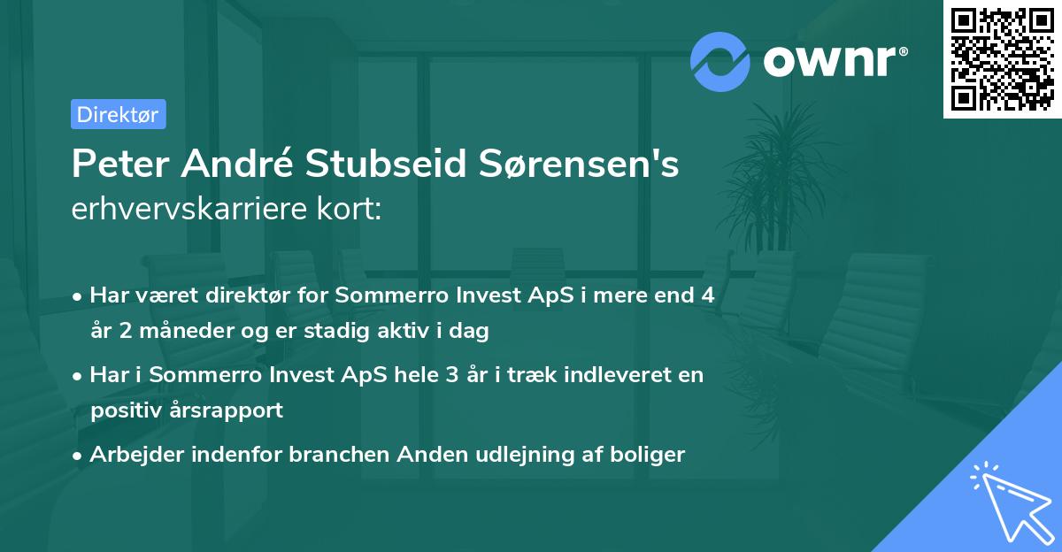Peter André Stubseid Sørensen's erhvervskarriere kort