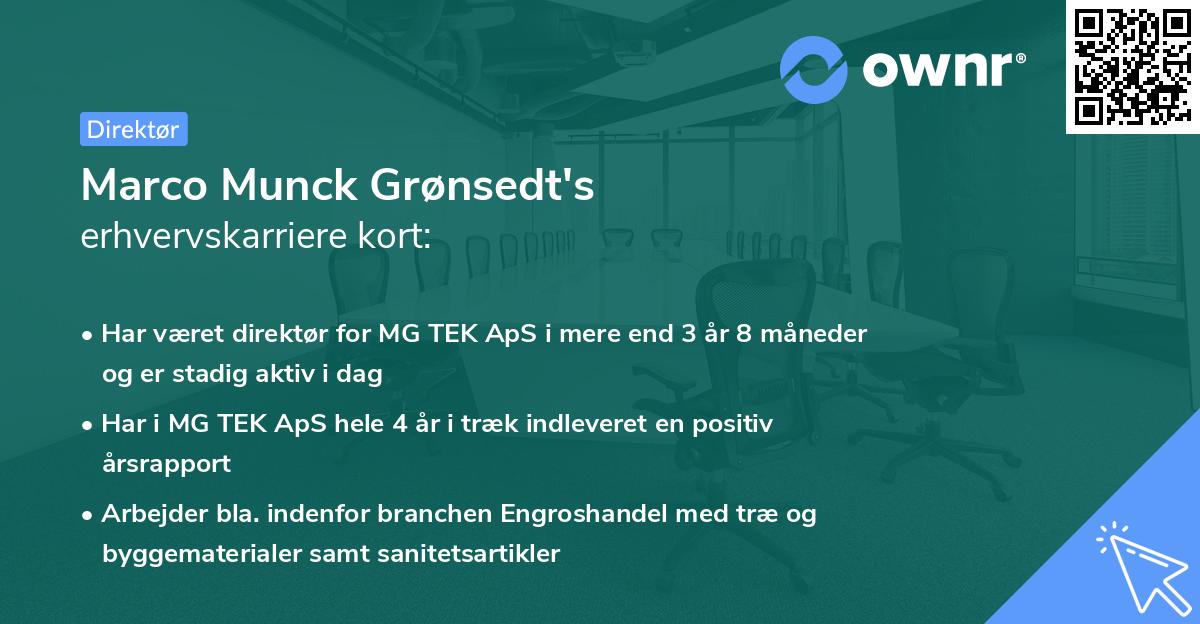 Marco Munck Grønsedt's erhvervskarriere kort