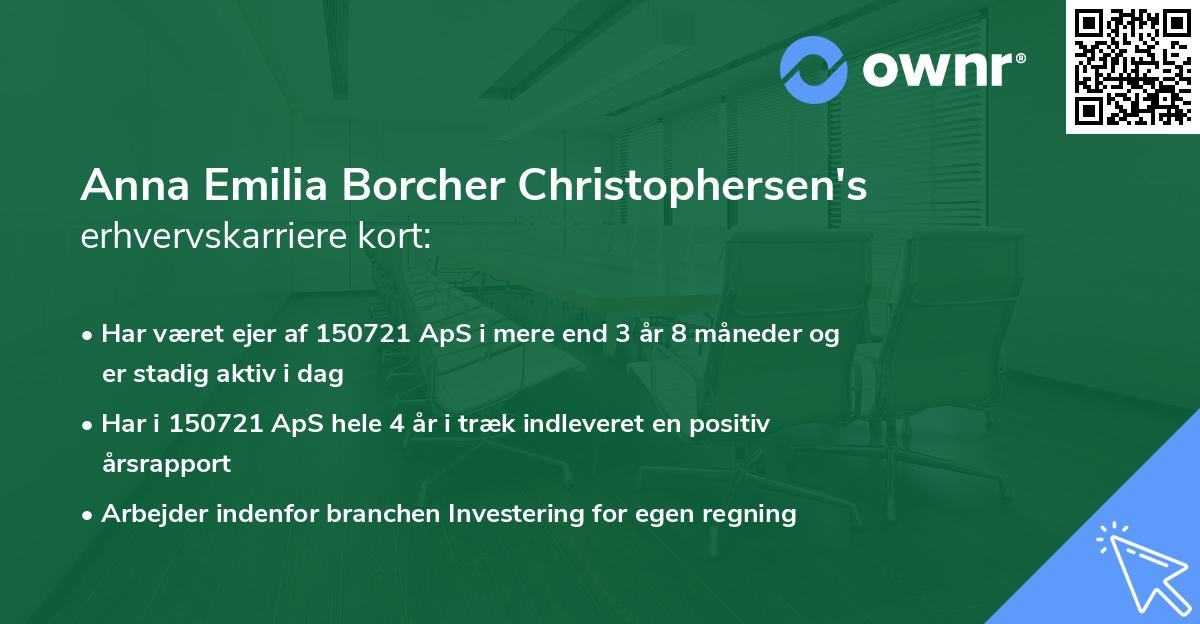 Anna Emilia Borcher Christophersen's erhvervskarriere kort