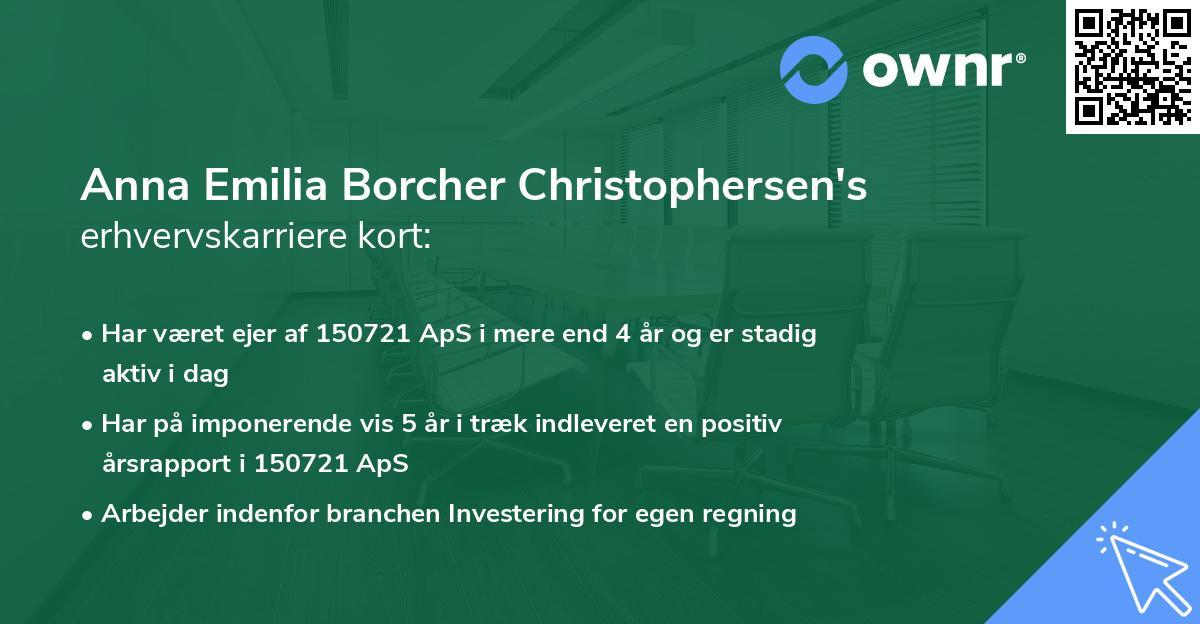 Anna Emilia Borcher Christophersen's erhvervskarriere kort
