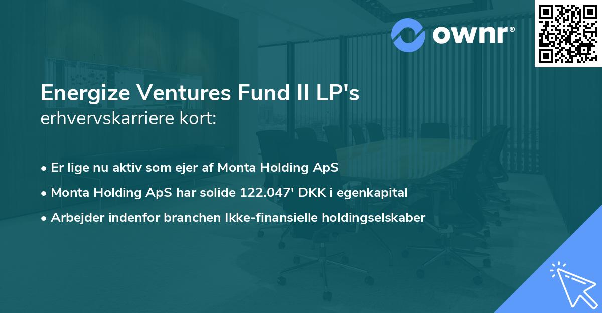 Energize Ventures Fund II LP's erhvervskarriere kort