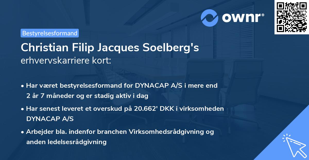 Christian Filip Jacques Soelberg's erhvervskarriere kort