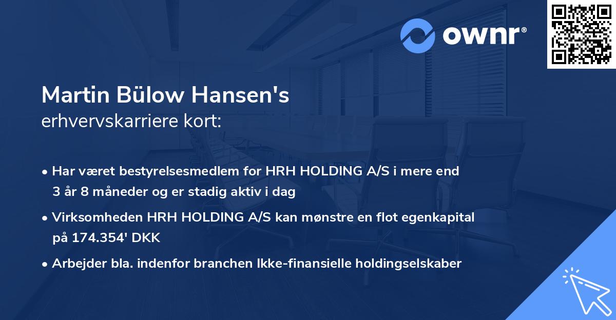 Martin Bülow Hansen's erhvervskarriere kort
