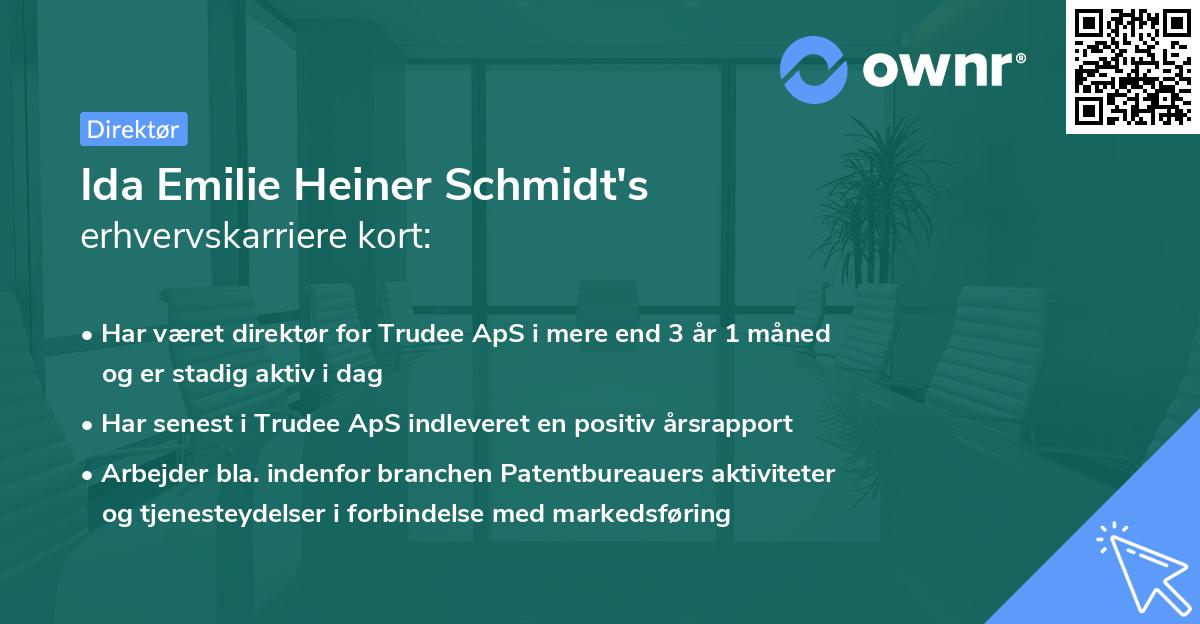 Ida Emilie Heiner Schmidt's erhvervskarriere kort