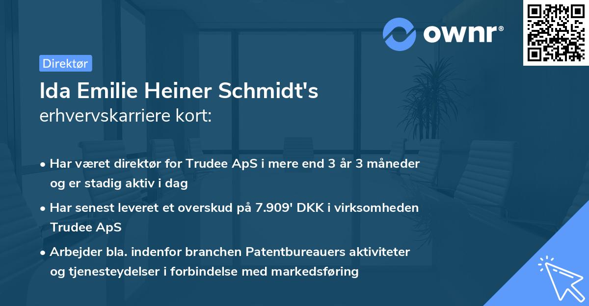Ida Emilie Heiner Schmidt's erhvervskarriere kort