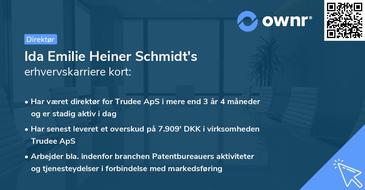Ida Emilie Heiner Schmidt's erhvervskarriere kort