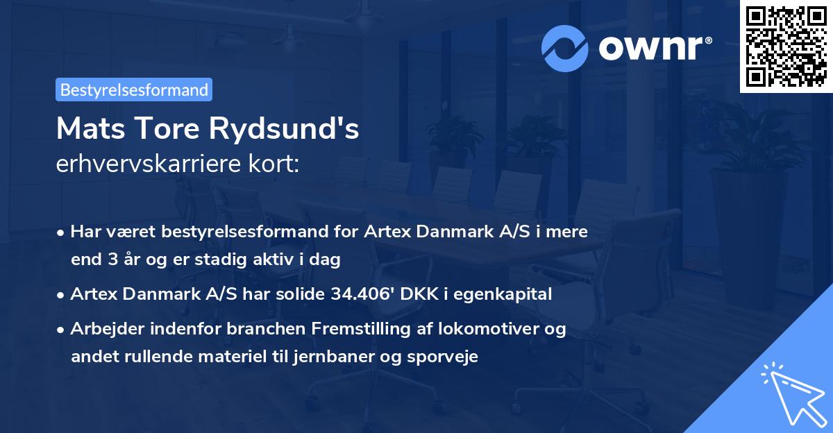 Mats Tore Rydsund's erhvervskarriere kort