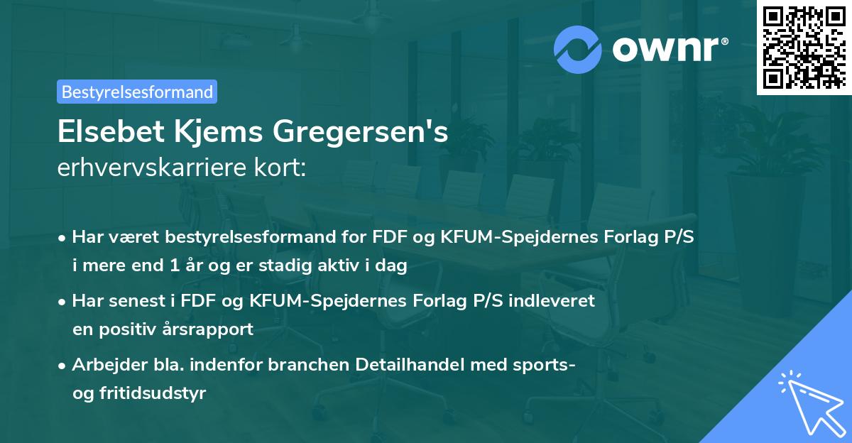Elsebet Kjems Gregersen's erhvervskarriere kort
