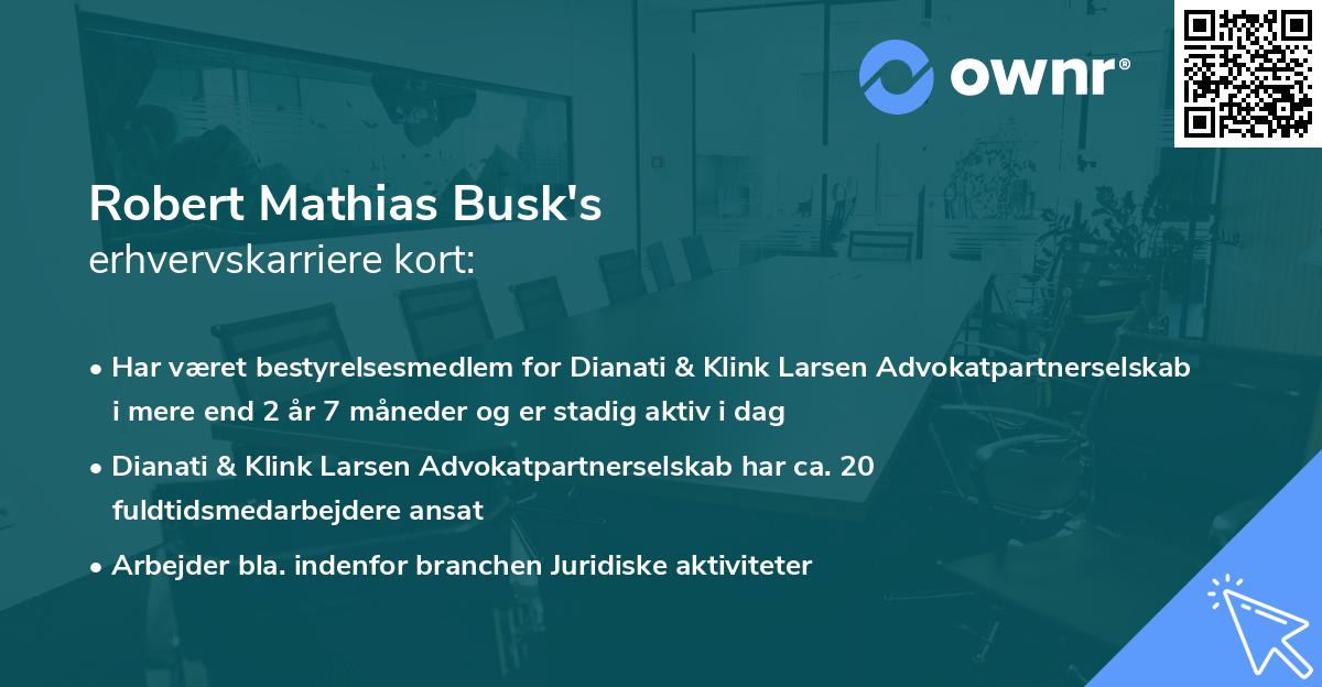 Robert Mathias Busk's erhvervskarriere kort