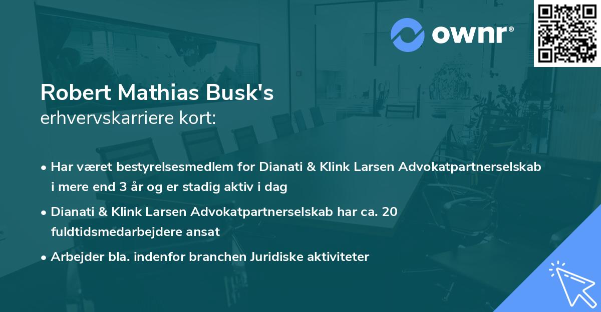 Robert Mathias Busk's erhvervskarriere kort
