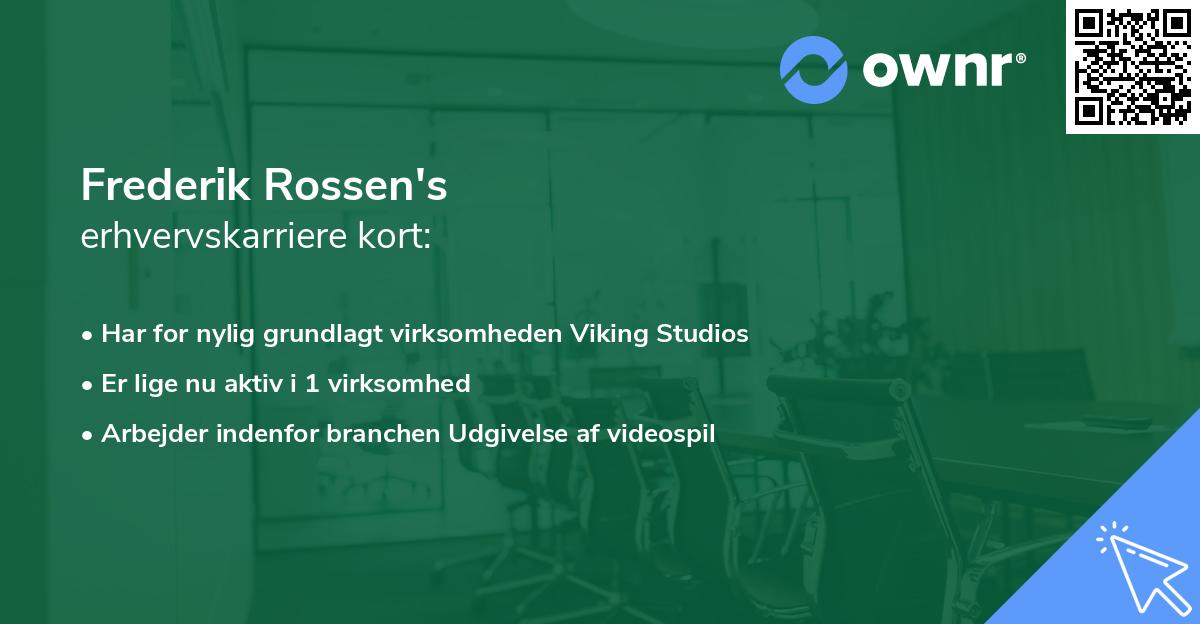 Frederik Rossen's erhvervskarriere kort
