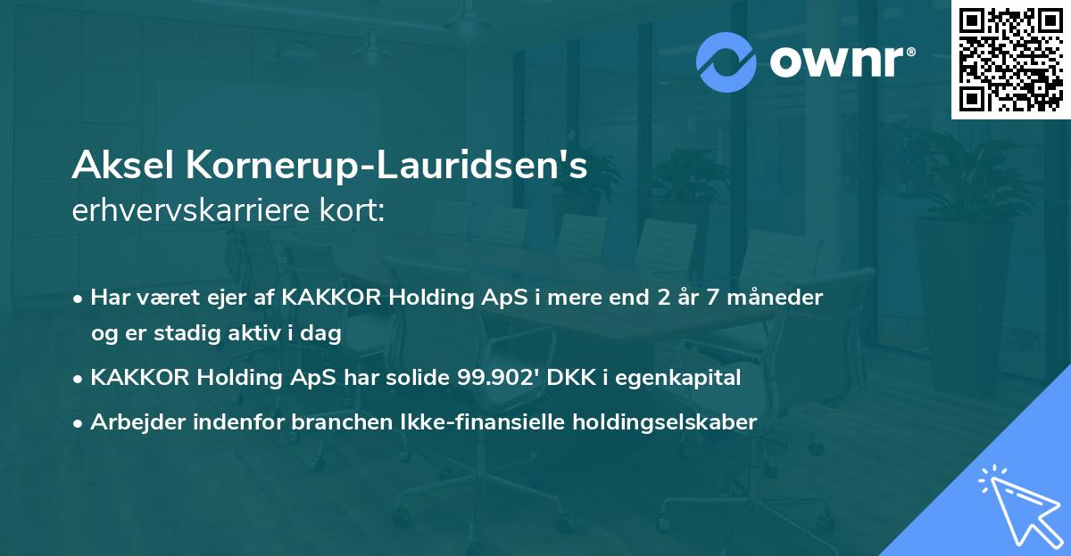 Aksel Kornerup-Lauridsen's erhvervskarriere kort