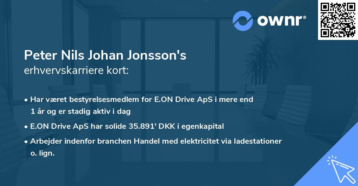 Peter Nils Johan Jonsson's erhvervskarriere kort