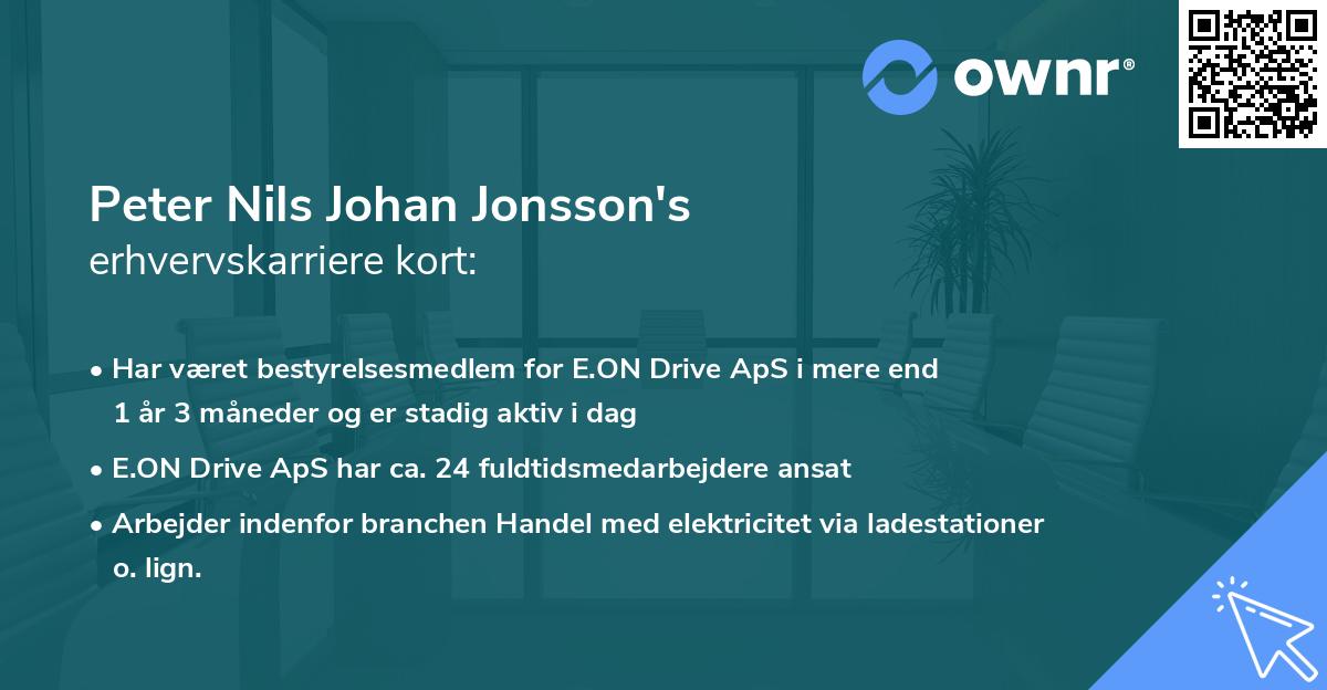Peter Nils Johan Jonsson's erhvervskarriere kort