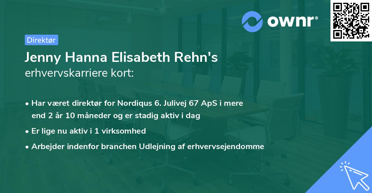 Jenny Hanna Elisabeth Rehn's erhvervskarriere kort