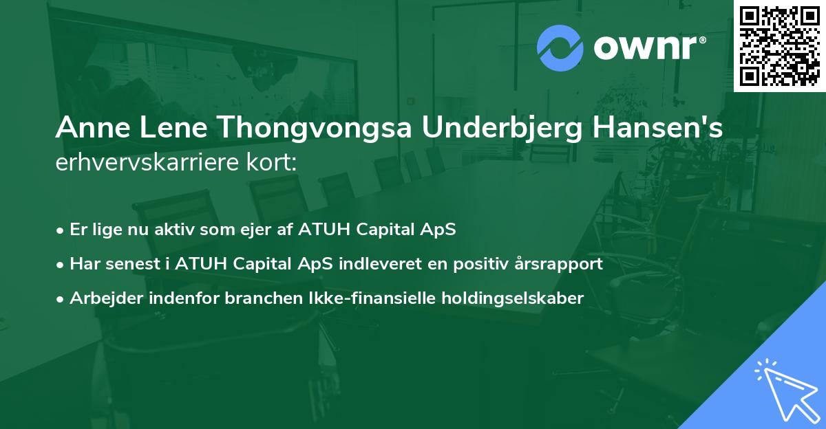 Anne Lene Thongvongsa Underbjerg Hansen's erhvervskarriere kort