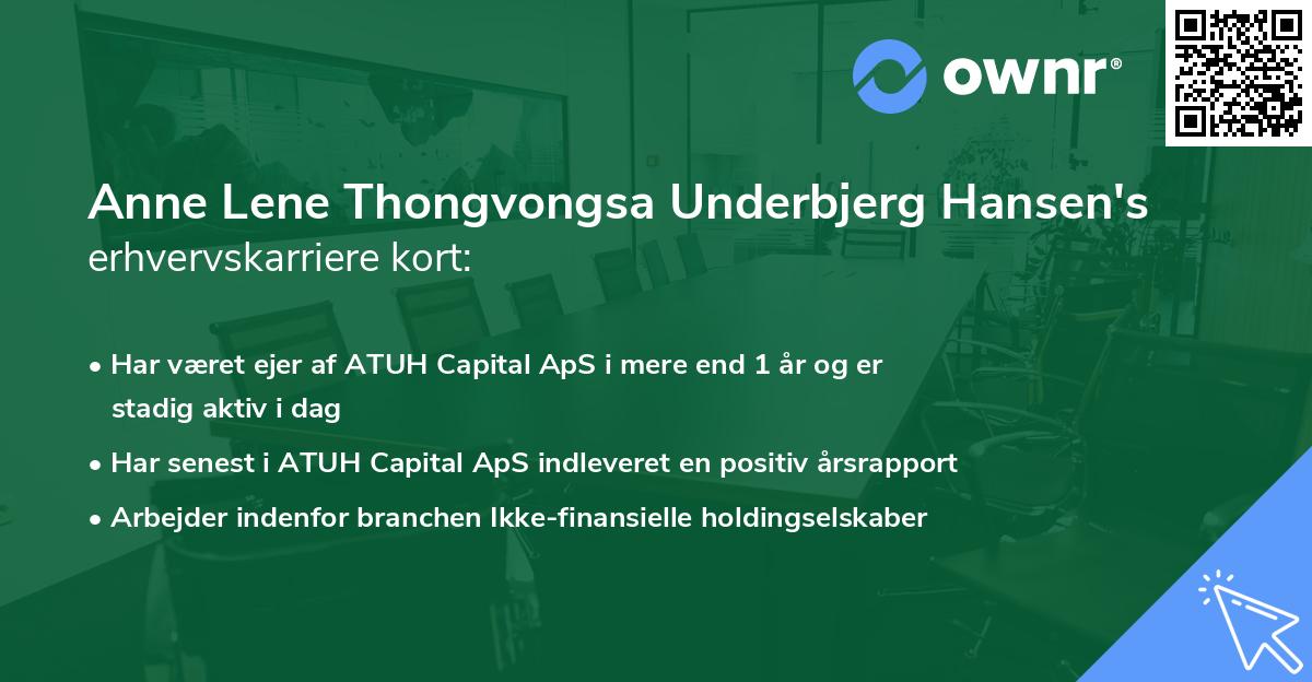 Anne Lene Thongvongsa Underbjerg Hansen's erhvervskarriere kort