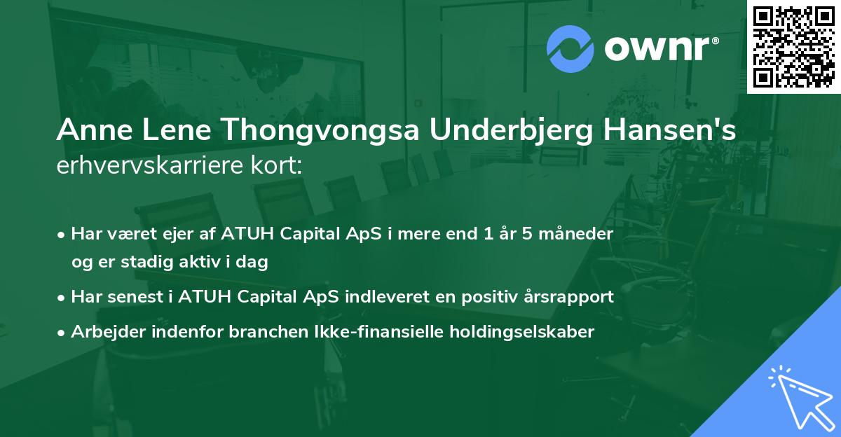 Anne Lene Thongvongsa Underbjerg Hansen's erhvervskarriere kort