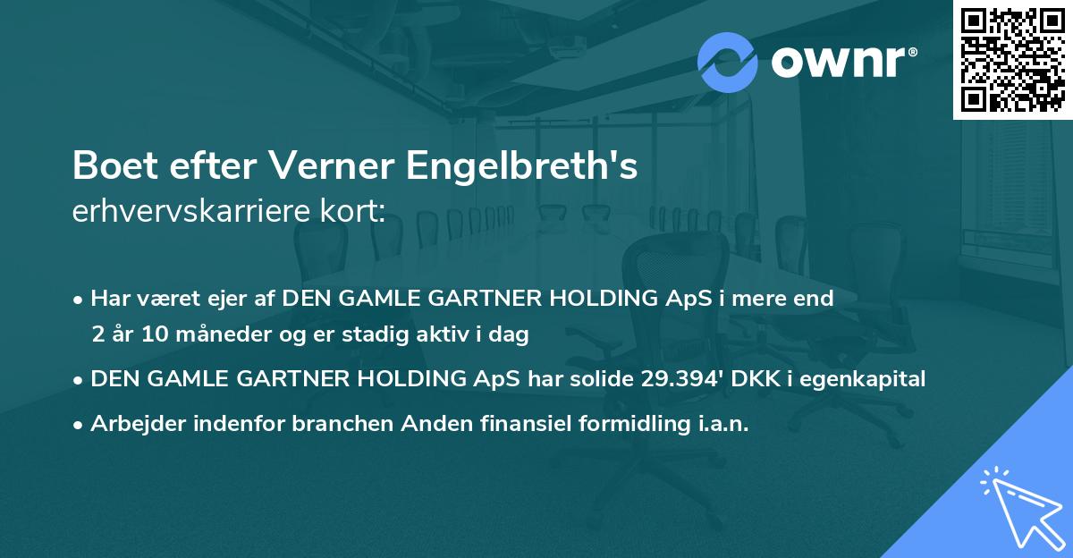 Boet efter Verner Engelbreth's erhvervskarriere kort