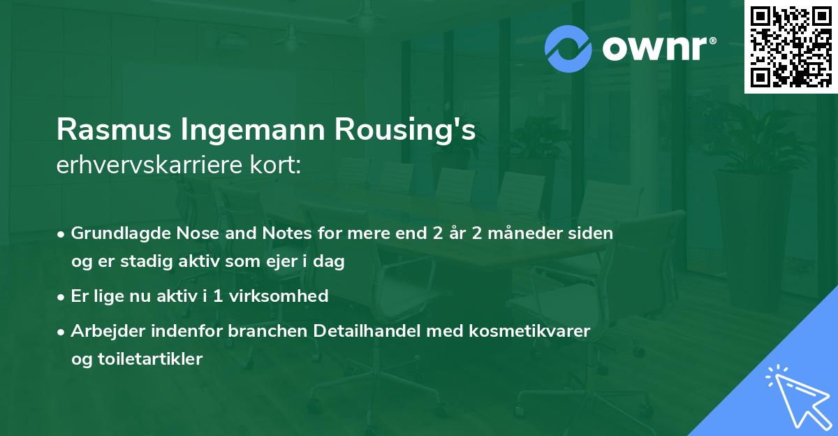 Rasmus Ingemann Rousing's erhvervskarriere kort
