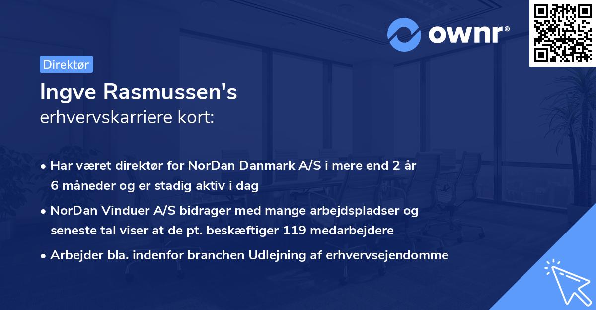 Ingve Rasmussen's erhvervskarriere kort