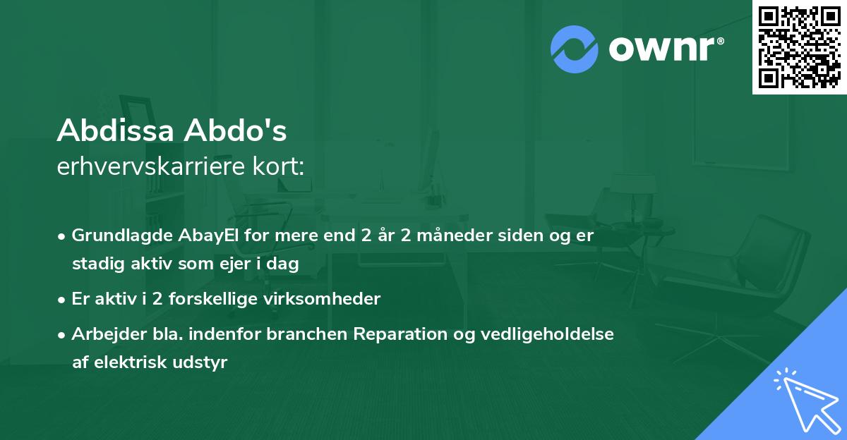 Abdissa Abdo's erhvervskarriere kort